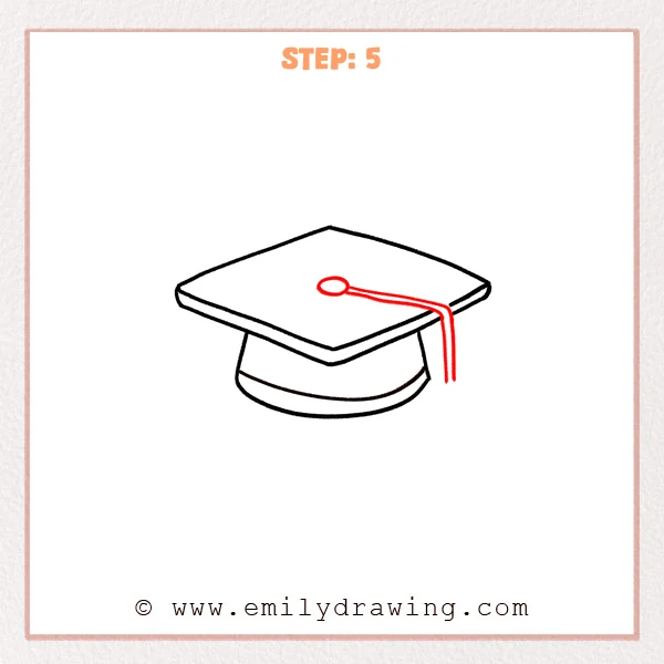how to draw a graduation hat - Graduation hat drawing with a top button and a tassel draping over the right side of the brim.